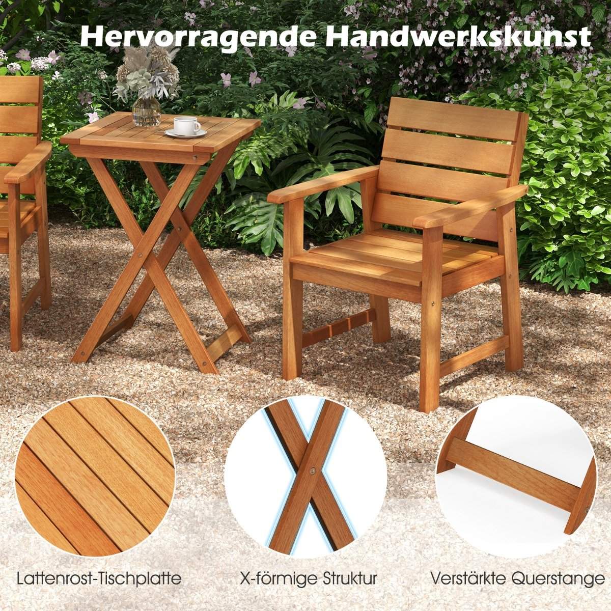 Garden table foldable weatherproof bistro table made of hardwood folding table square wooden table 50 x 50 x 73.5 cm natural