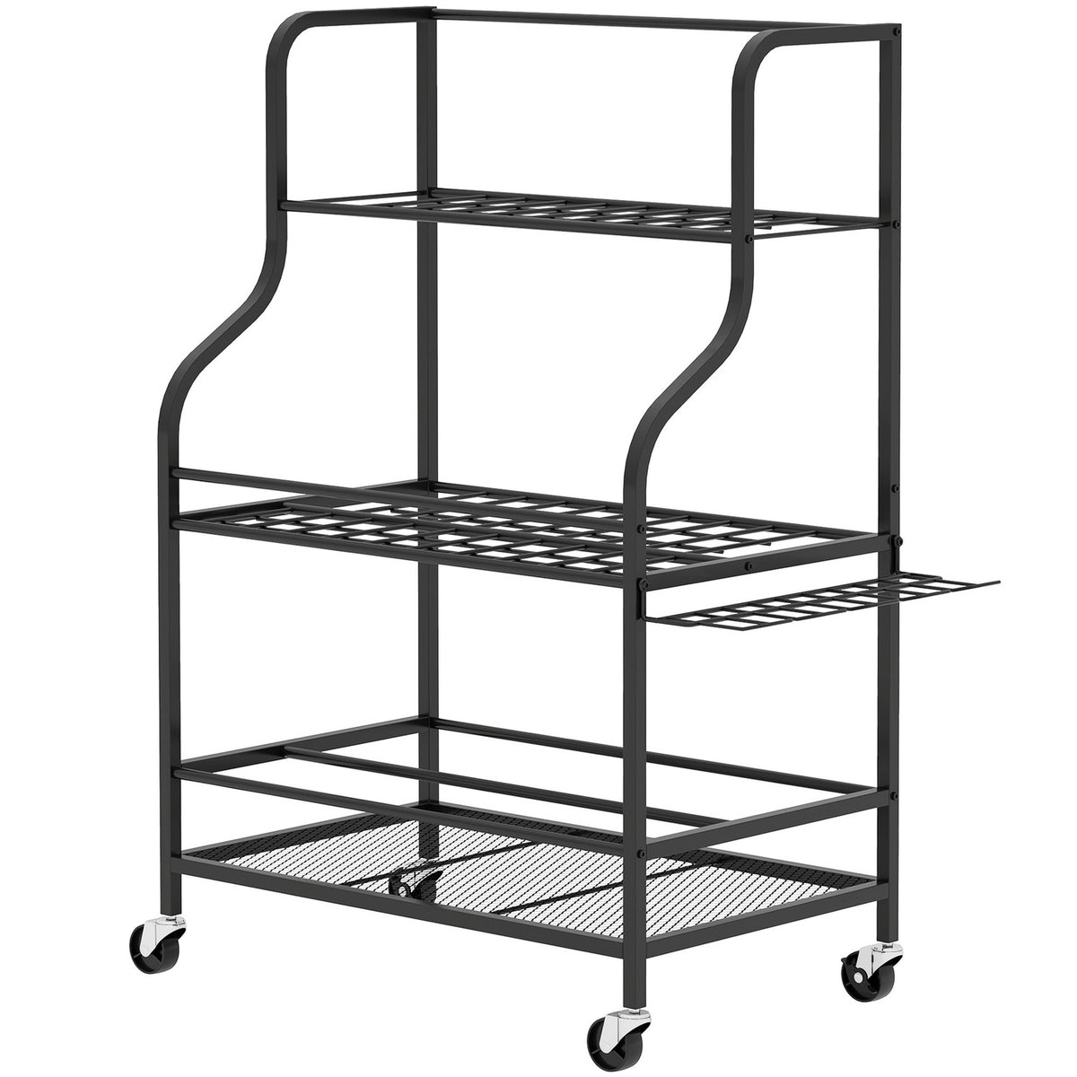 Garden tool organizer 3-tier garden tool stand with hooks garden tool stand up to 40 kg load device holder multi-purpose broom holder for garage, shed, 77x40x97cm black