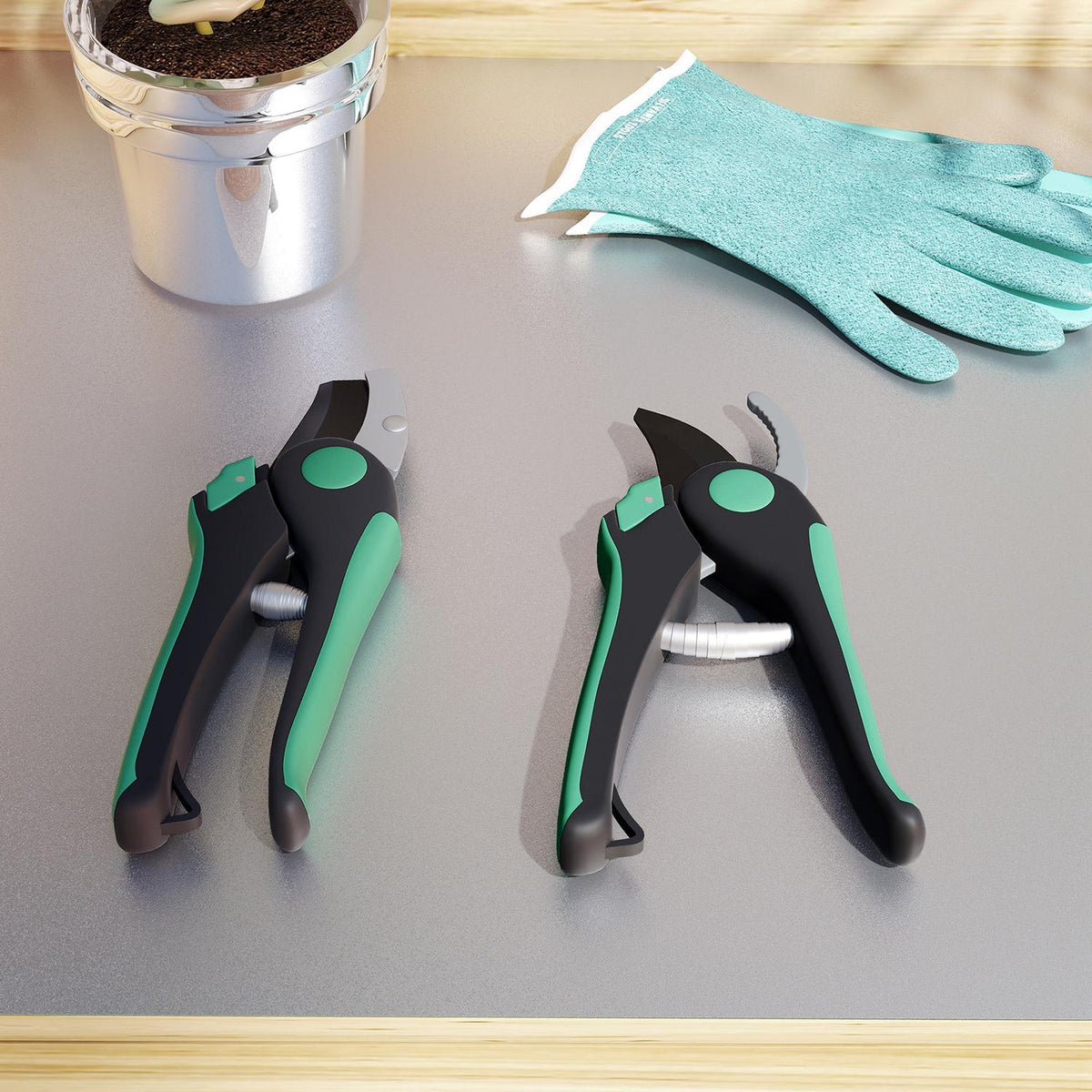 Garden tool set 2 pieces garden tools made of metal garden tools with garden shears green + black