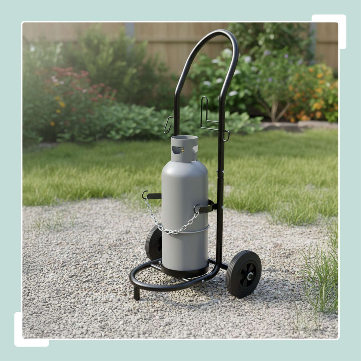 Gas Cylinder Trolley with Safety Chain and Rubber Wheels
