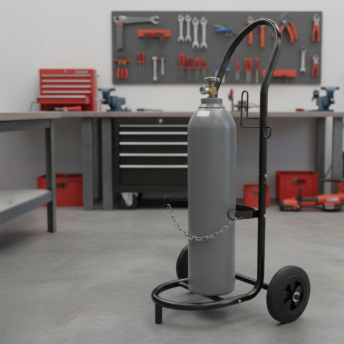 Gas Cylinder Trolley with Safety Chain and Rubber Wheels