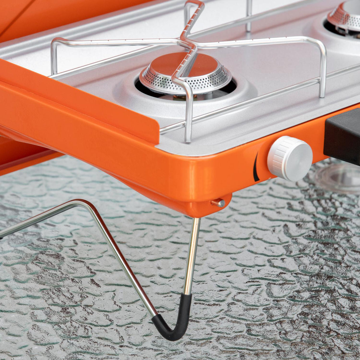 Gas Grill Table Grill Bbq 2 Burners Foldable Hose Regulator Stainless Steel Metal Orange 46.5X33.5X17.4Cm