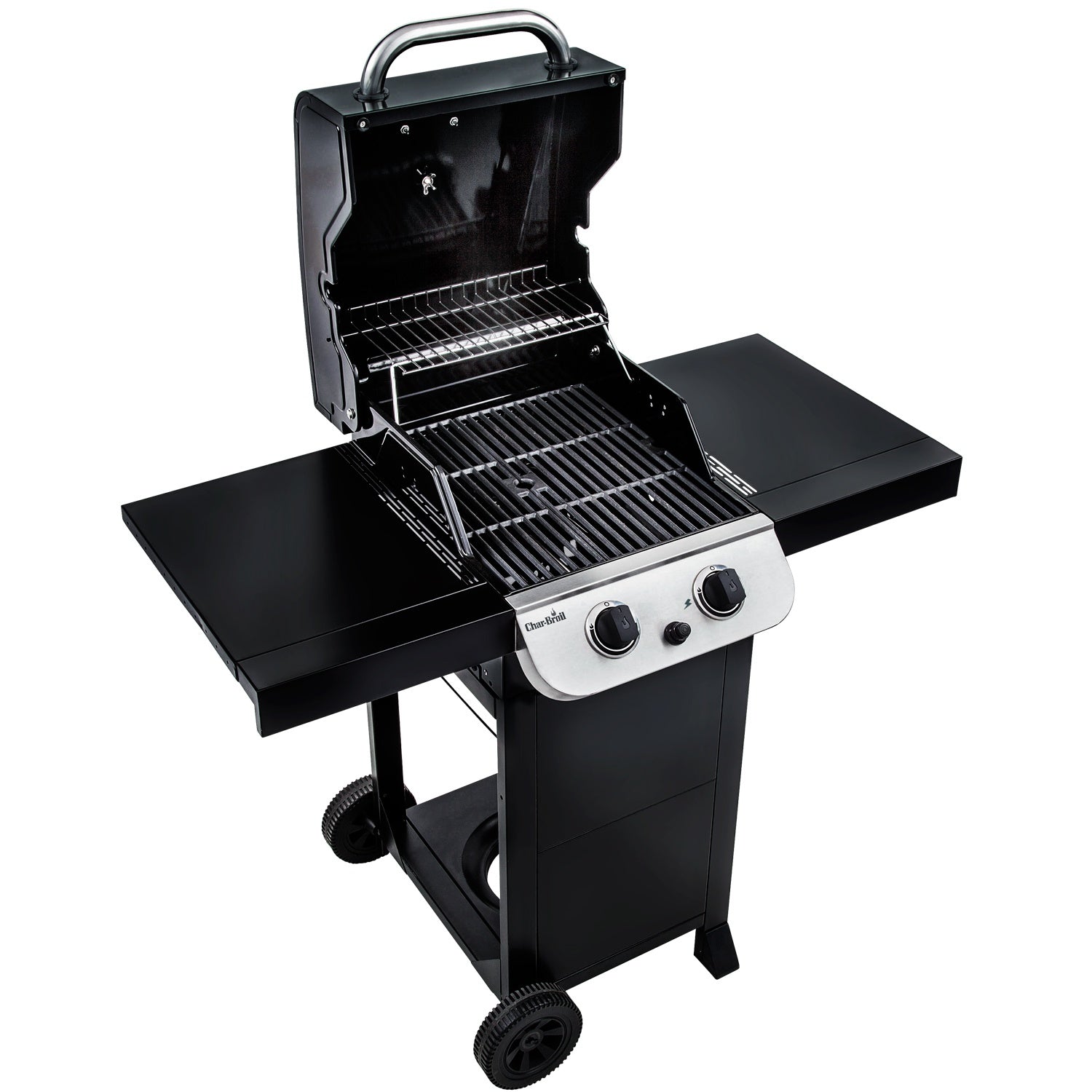 Gas Grill with 2 Burners, Cast Iron Grates, Thermometer