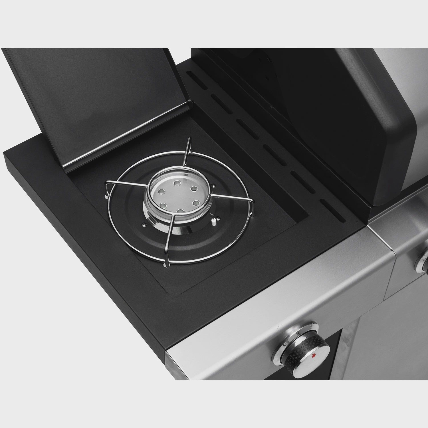 Gas Grill with 4 Burners and Side Burner, 63x38 cm Cooking Area