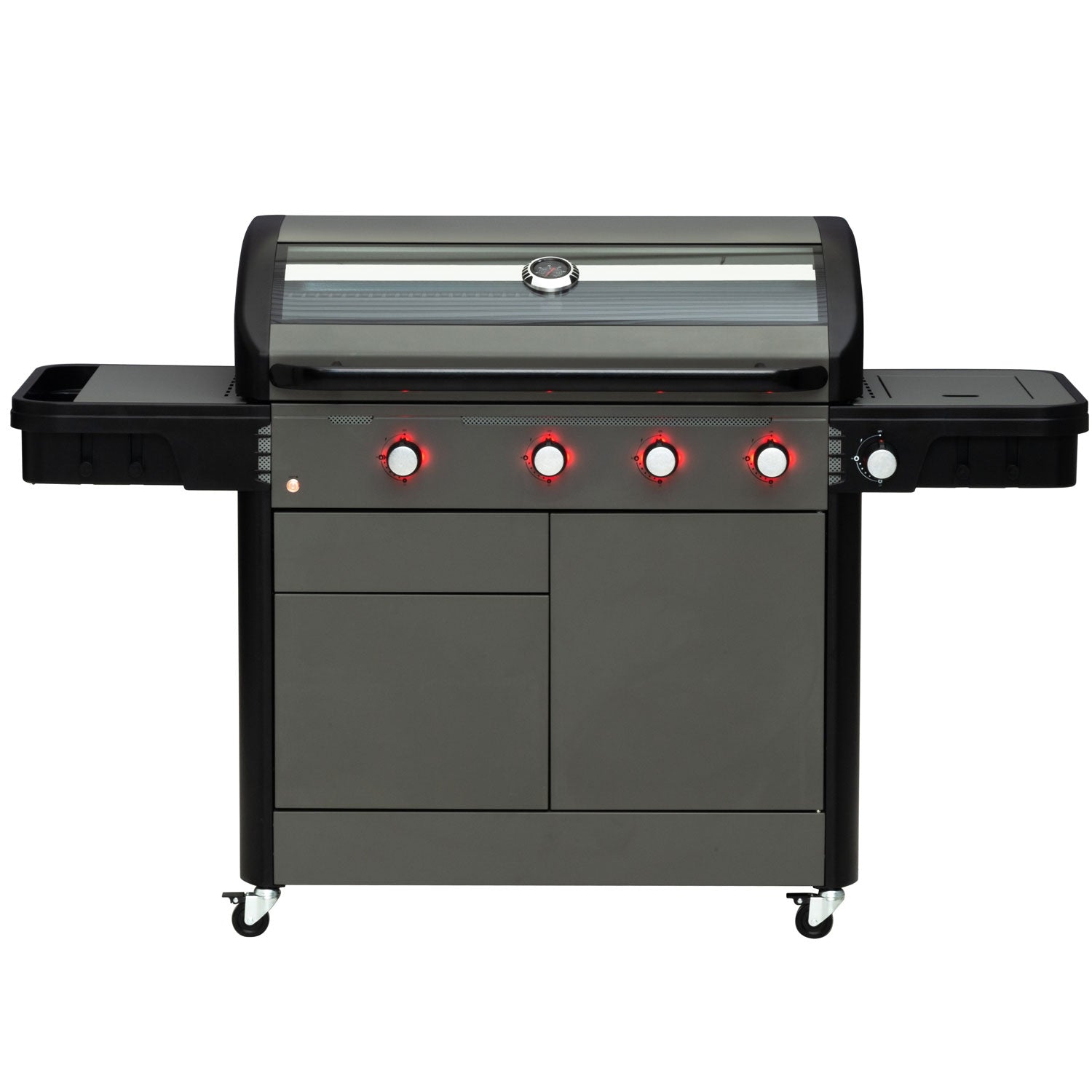 Gas Grill with 4 Burners and Side Burner, 97x48 cm Cooking Area