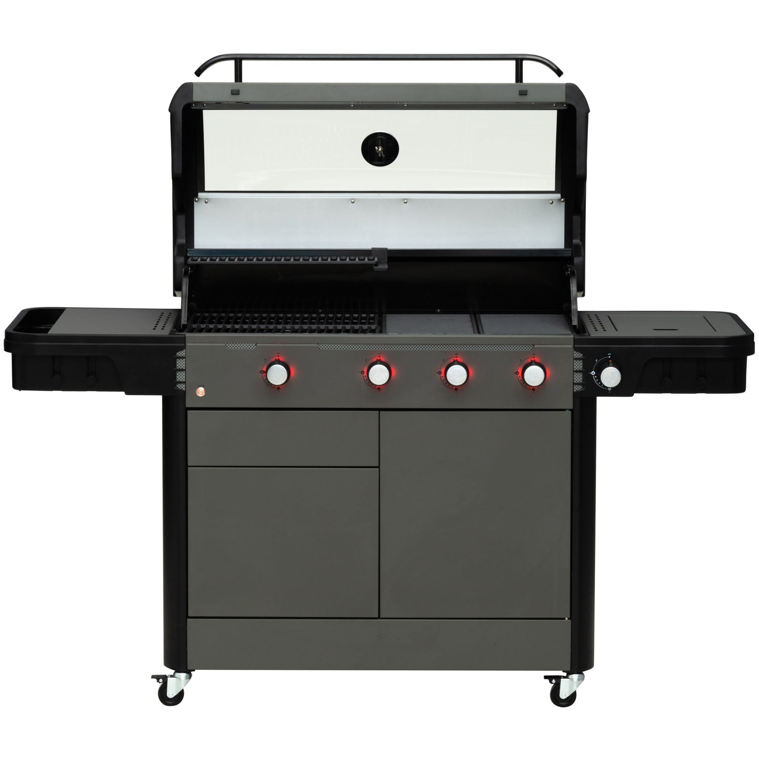 Gas Grill with 4 Burners and Side Burner, 97x48 cm Cooking Area