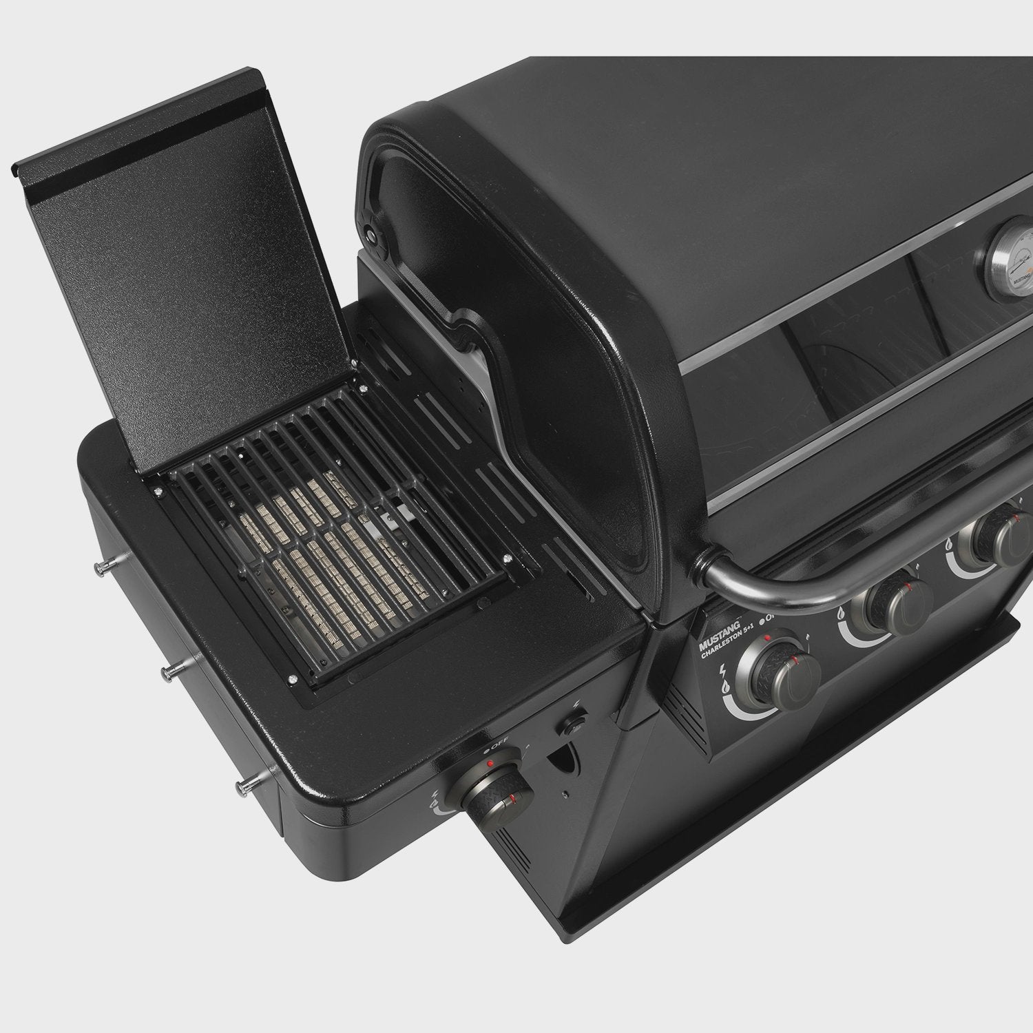 Gas Grill with 5 Burners, Infrared Side Burner, Thermostat