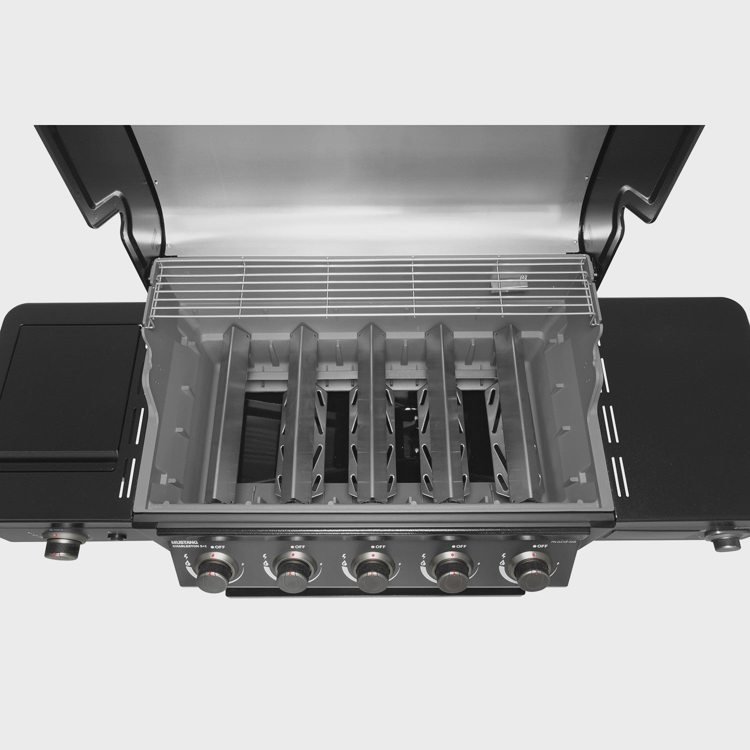 Gas Grill with 5 Burners, Infrared Side Burner, Thermostat