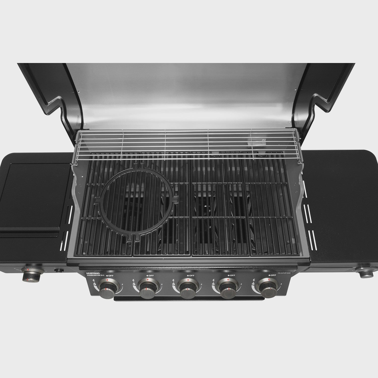 Gas Grill with 5 Burners, Infrared Side Burner, Thermostat