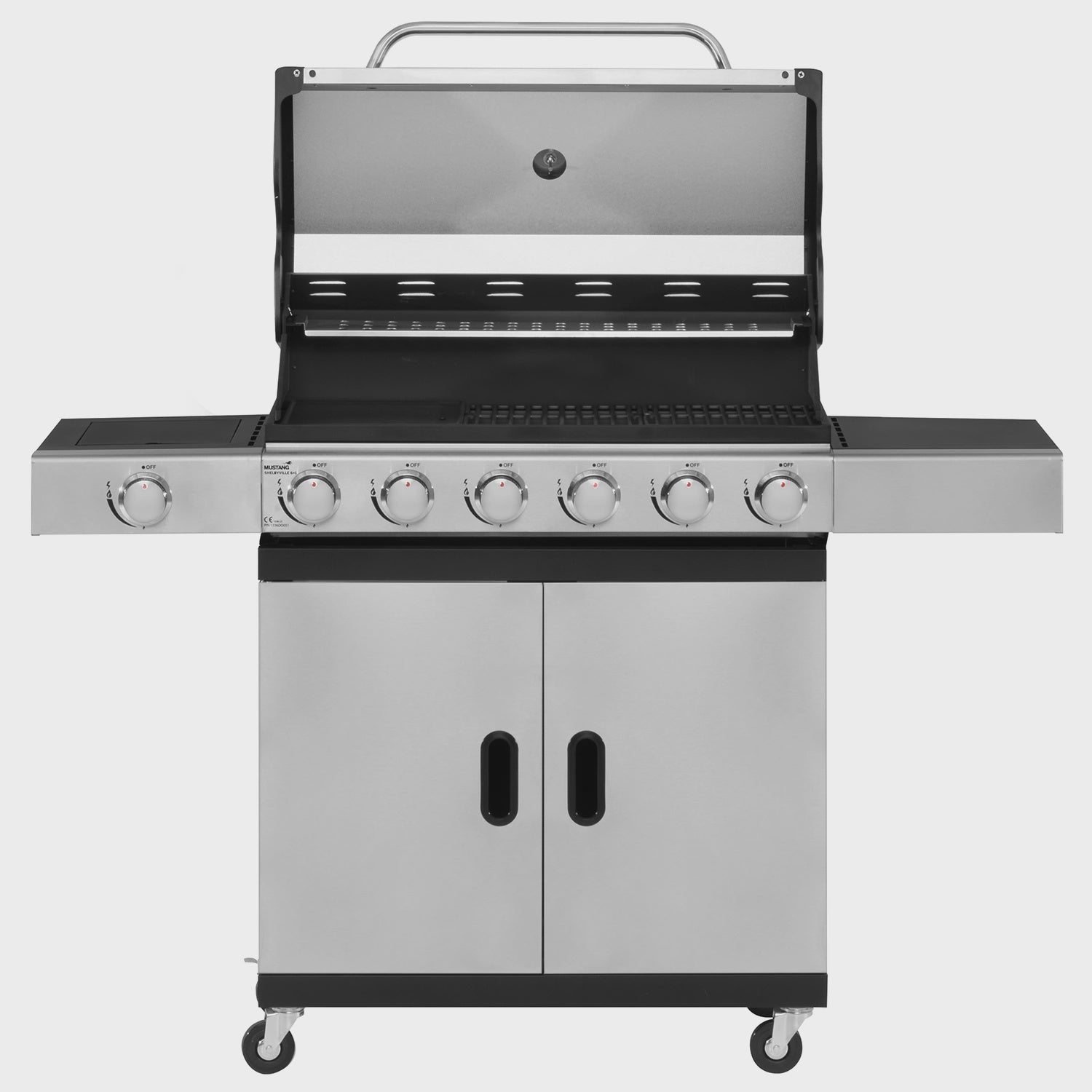 Gas Grill with 6 Burners, Side Burner, 78x38 cm Cooking Area