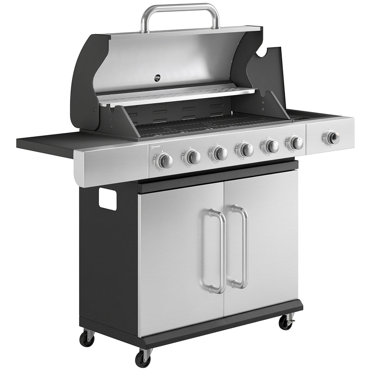 Gas Grill with 7 Burners, Stainless Steel, Large Cooking Area