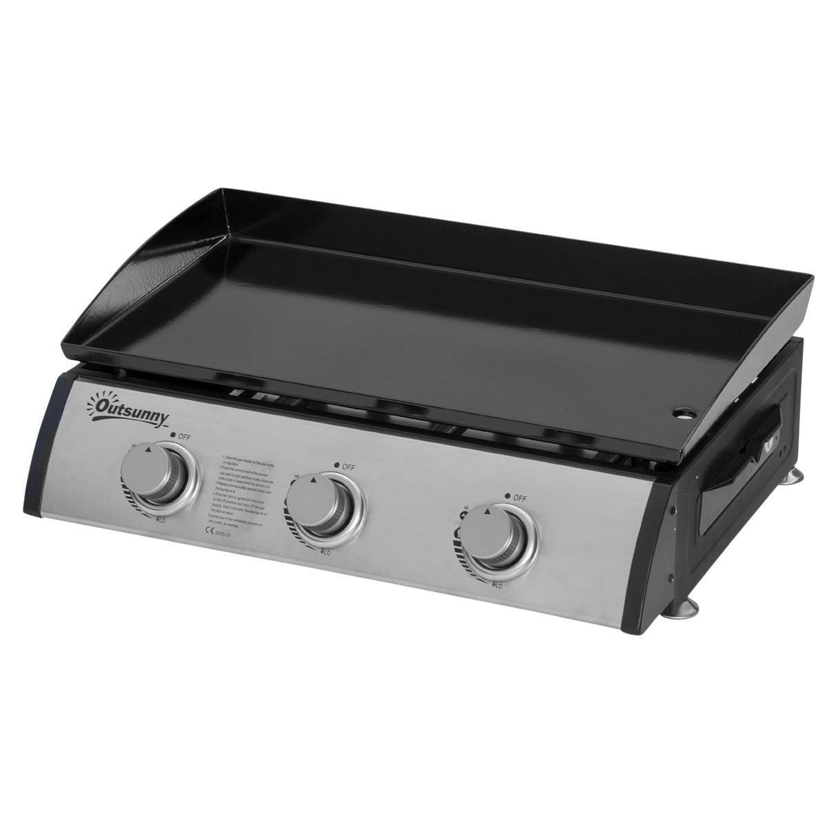 Gas grill 10000BTU/2.5 KW gas grill including 3 stainless steel burners pressure reducer, gas hose, BBQ garden grill for balcony, camping grill 63 x 48 x 21 cm