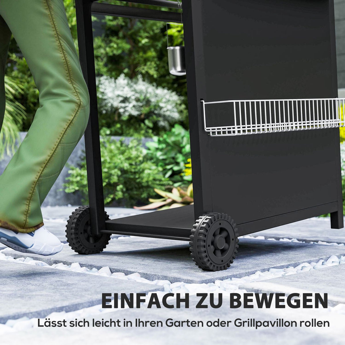 Gas grill 9.5 KW grill cart including 4 burners side cooker roll pressure reducer gas hose lid 2 heating zones thermometer side shelves, BBQ garden grill for balcony, grill 123x57x98 cm |