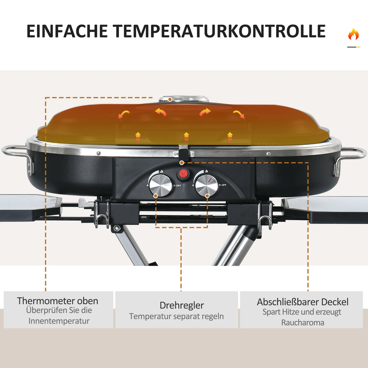 Gas grill BBQ grill cart foldable with 2 burners and grill net, stainless steel black silver, side shelf with wheels, 2.34 kW, 100x41.6x82.5cm
