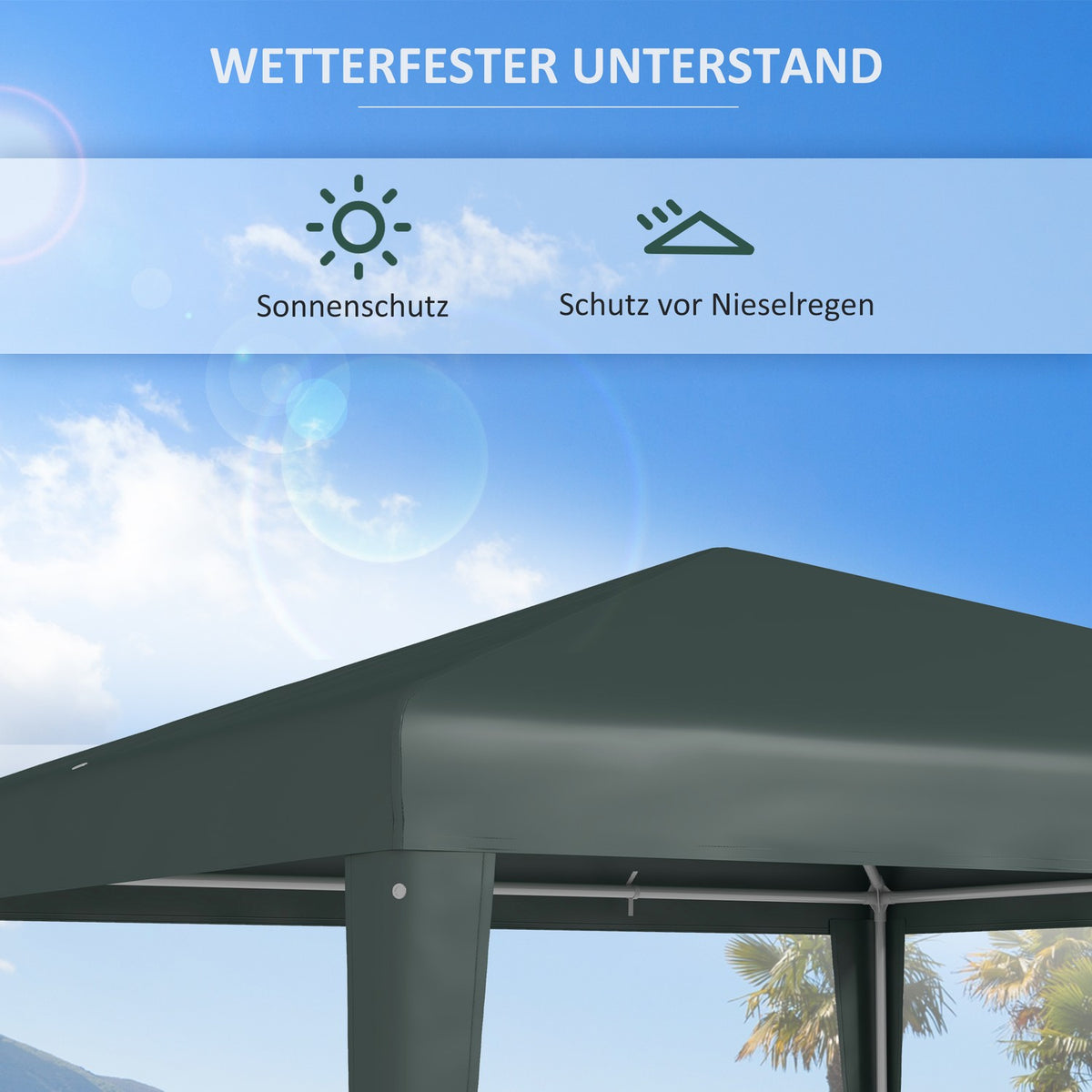 Gazebo 2.7 X 2.7 M Party Tent Garden Gazebo Garden Tent Marquee For Balcony Patio Steel Dark Green