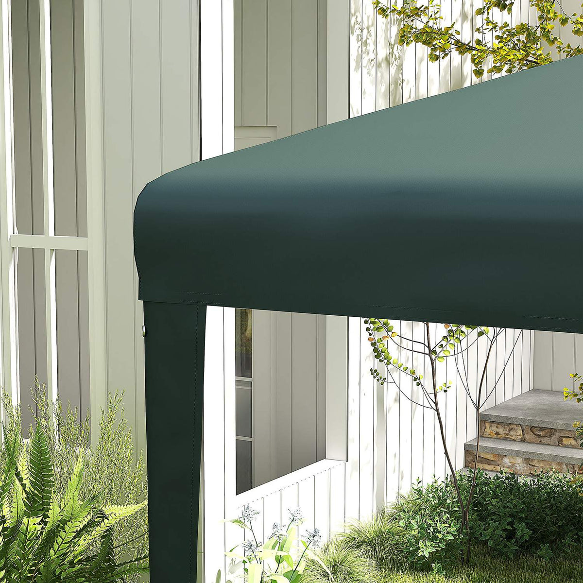 Gazebo 2.7 X 2.7 M Party Tent Garden Gazebo Garden Tent Marquee For Balcony Patio Steel Dark Green
