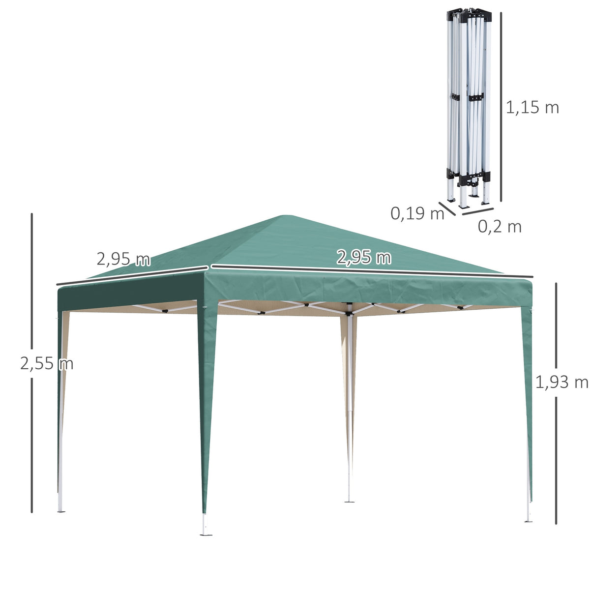 Gazebo 2.95X2.95M Pop-Up Folding Gazebo Uv Protection Foldable Steel Oxford Green