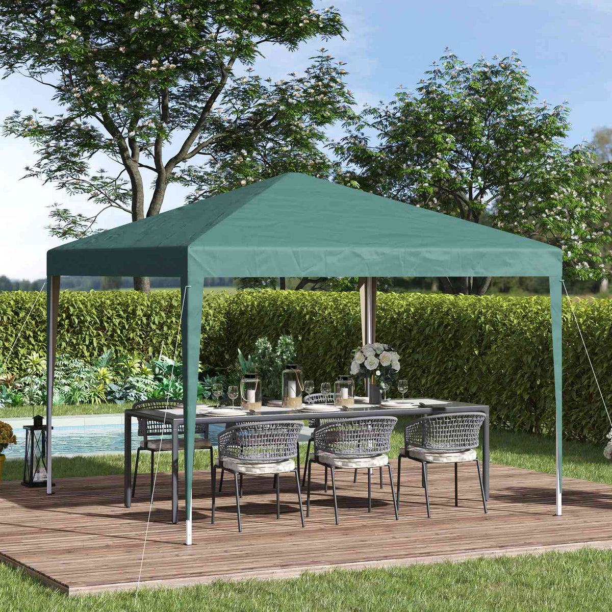 Gazebo 2.95X2.95M Pop-Up Folding Gazebo Uv Protection Foldable Steel Oxford Green