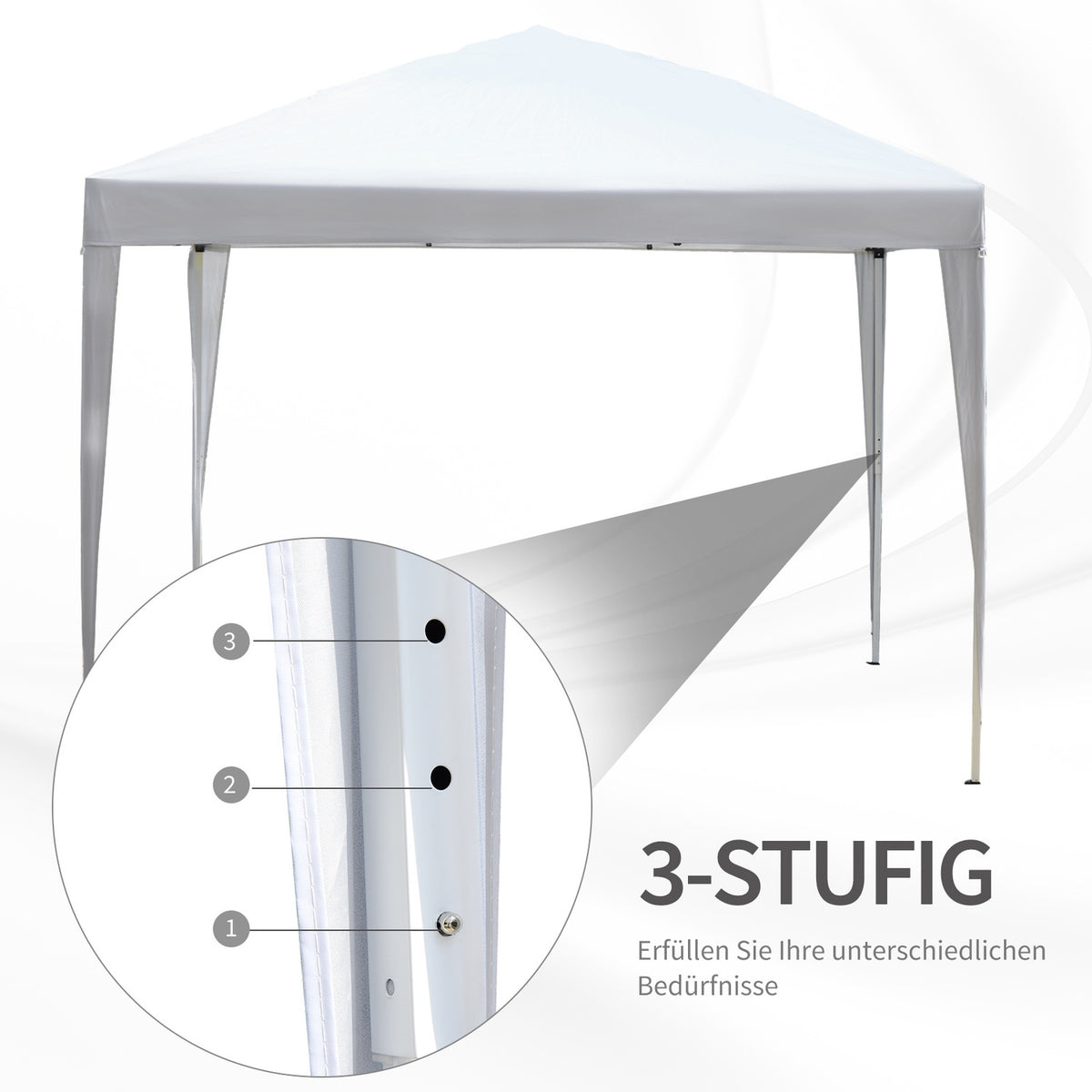 Gazebo 2.95X2.95M Pop-Up Folding Gazebo, Uv Protection, Foldable, Steel+Oxford, White