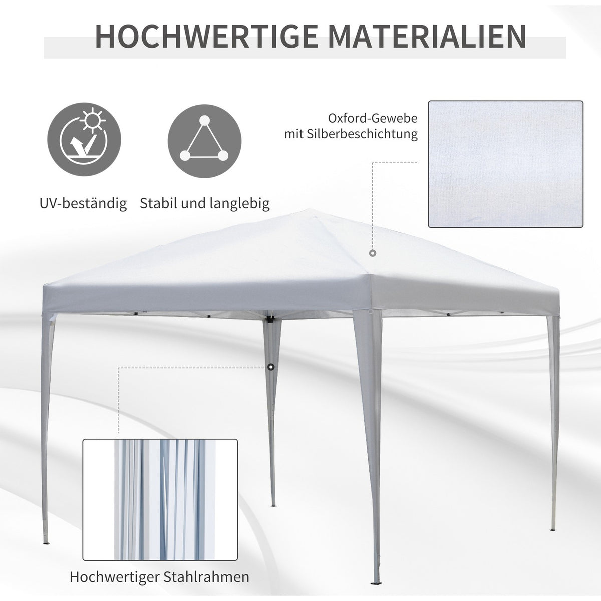 Gazebo 2.95X2.95M Pop-Up Folding Gazebo, Uv Protection, Foldable, Steel+Oxford, White