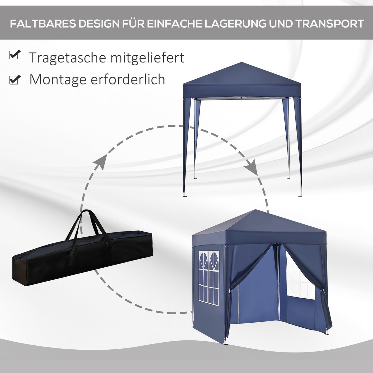 Gazebo 2X2M Folding Gazebo 4 Side Walls With Window Door With Zip Marquee Garden Tent Including Pegs Guy Ropes Metal Oxford