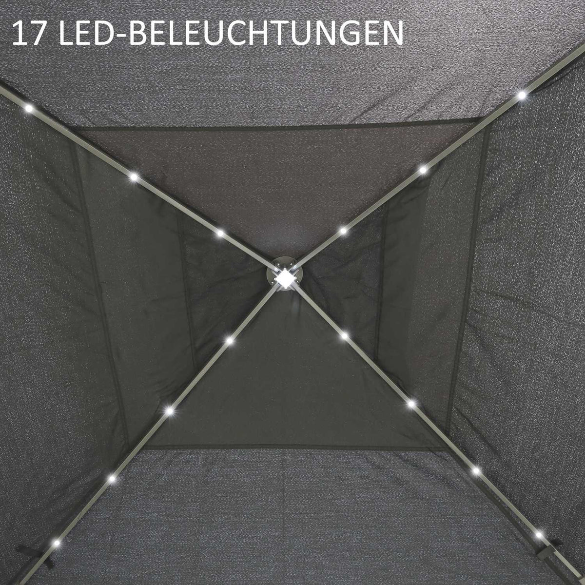Gazebo 3.3X3.3M Folding Gazebo Led Usb Pop-Up Mesh Side Walls Sun Protection Bag Oxford Gray