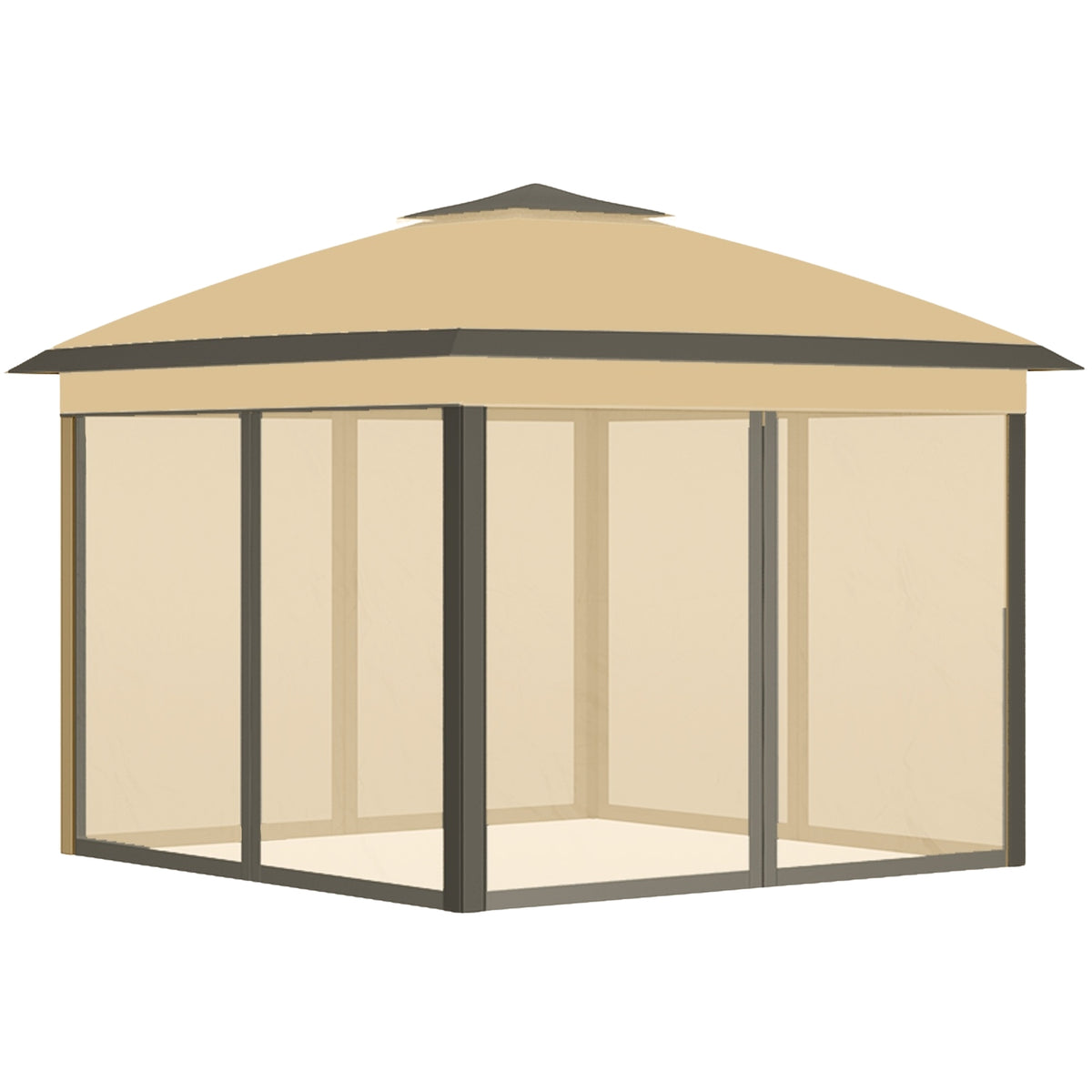 Gazebo 3.3 x 3.3 m, water-repellent winter-proof pop-up folding gazebo with double roof, UV protection, foldable party tent garden tent with side panels, bag garden gazebo for camping garden, beige