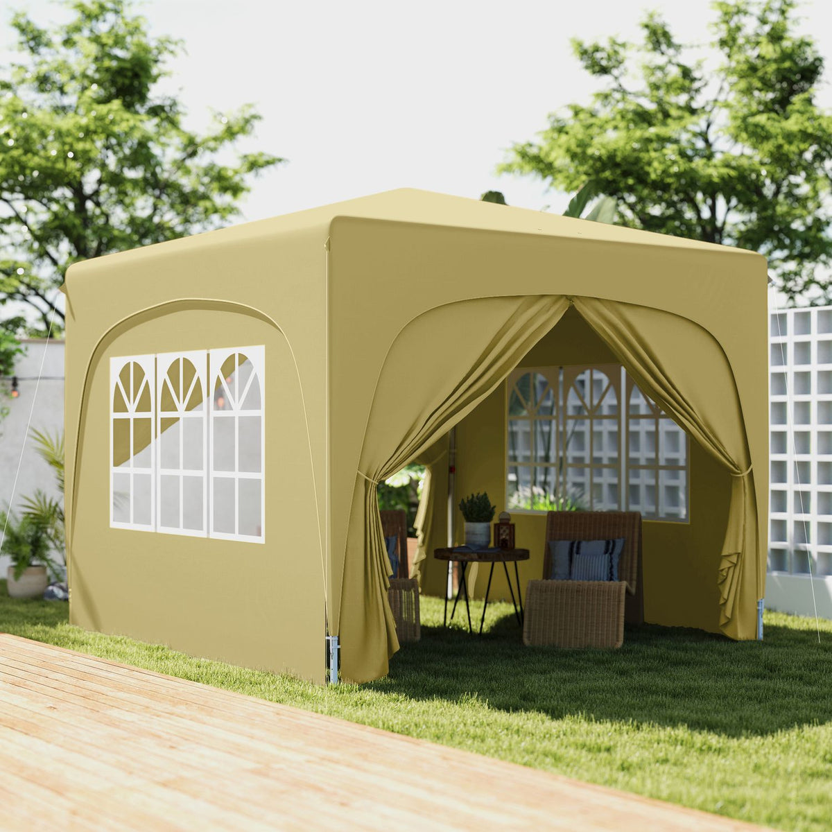 Gazebo 3x3m, water-repellent, stable, winter-proof pop-up folding gazebo, UV protection 50+, foldable party tent, garden tent with 4 side panels, pocket garden gazebo for camping, garden, sand