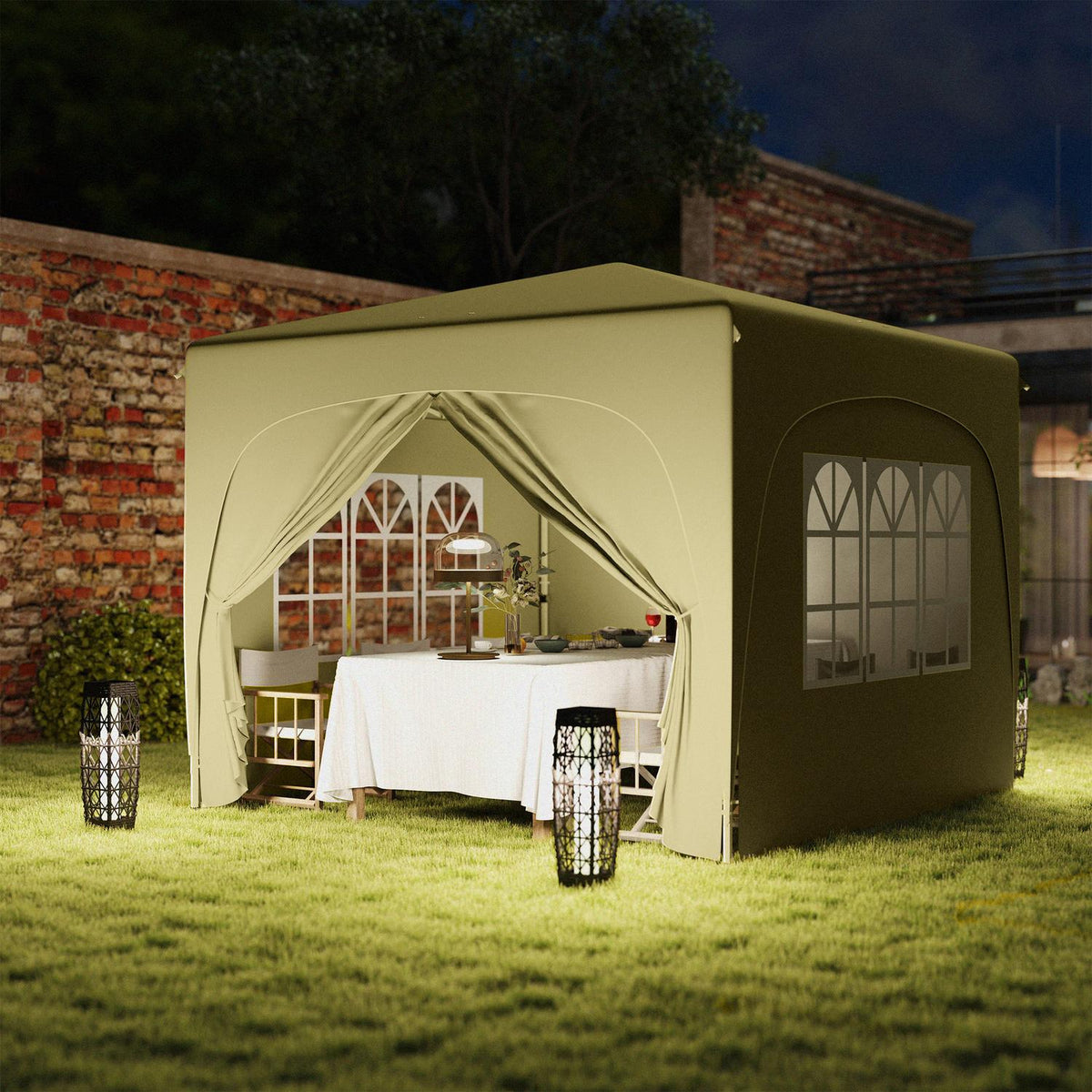 Gazebo 3x3m, water-repellent, stable, winter-proof pop-up folding gazebo, UV protection 50+, foldable party tent, garden tent with 4 side panels, pocket garden gazebo for camping, garden, sand