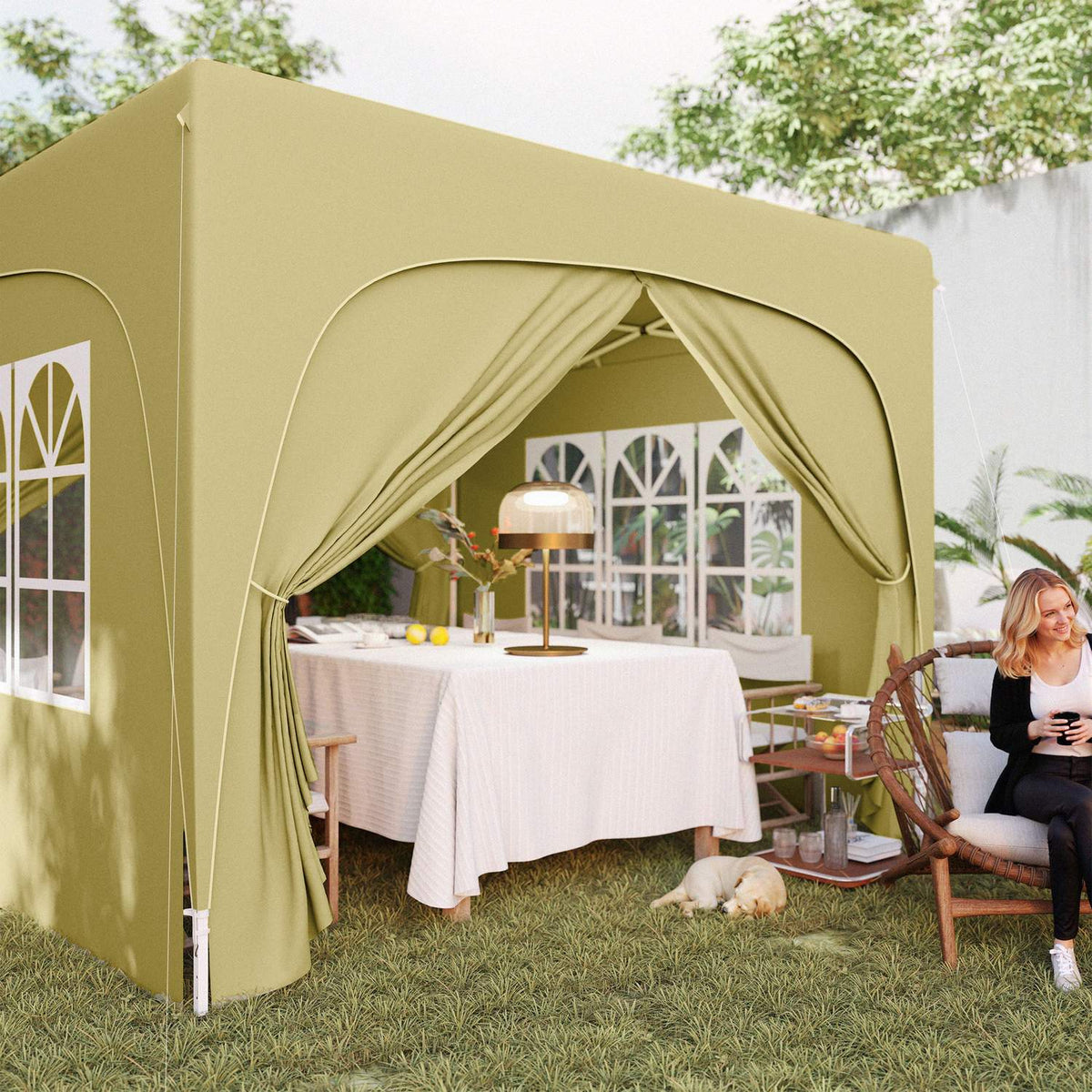 Gazebo 3x3m, water-repellent, stable, winter-proof pop-up folding gazebo, UV protection 50+, foldable party tent, garden tent with 4 side panels, pocket garden gazebo for camping, garden, sand