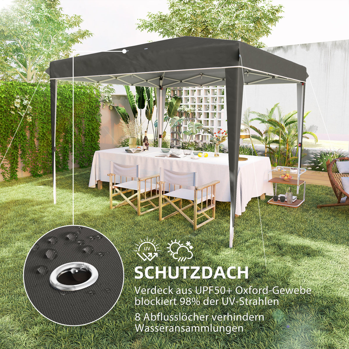 Gazebo 3x3m, water-repellent, stable, winter-proof pop-up folding gazebo, UV protection 50+, foldable party tent, garden tent with bag, garden gazebo for camping, garden, dark gray