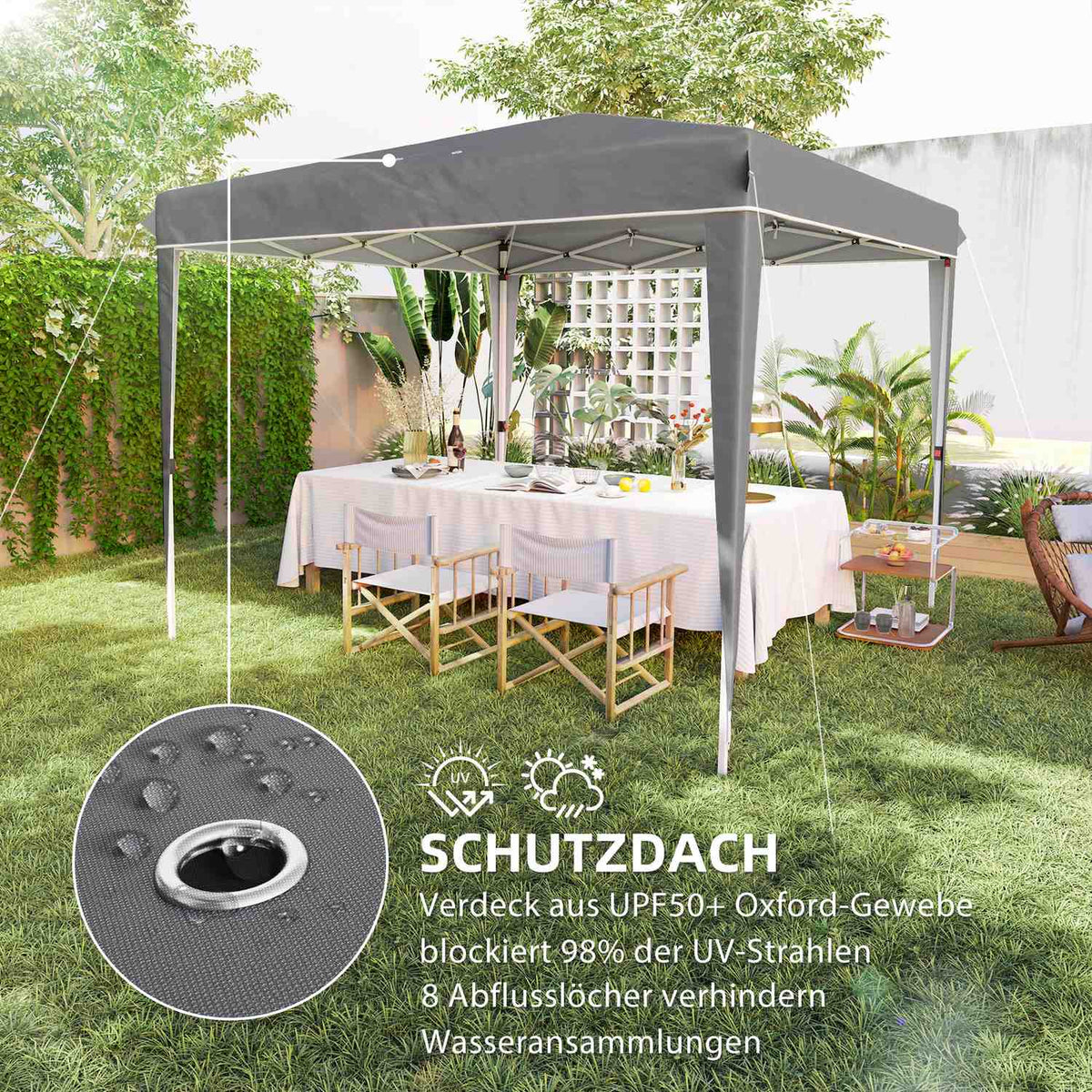 Gazebo 3x3m, water-repellent, stable, winter-proof pop-up folding gazebo, UV protection 50+, foldable party tent, garden tent with bag, garden gazebo for camping, garden, light gray