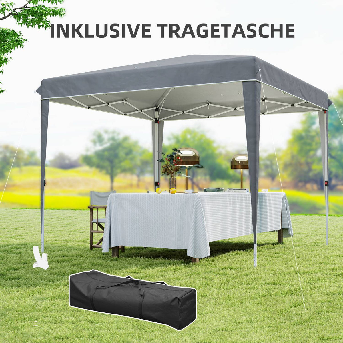 Gazebo 3x3m, water-repellent, stable, winter-proof pop-up folding gazebo, UV protection 50+, foldable party tent, garden tent with bag, garden gazebo for camping, garden, light gray