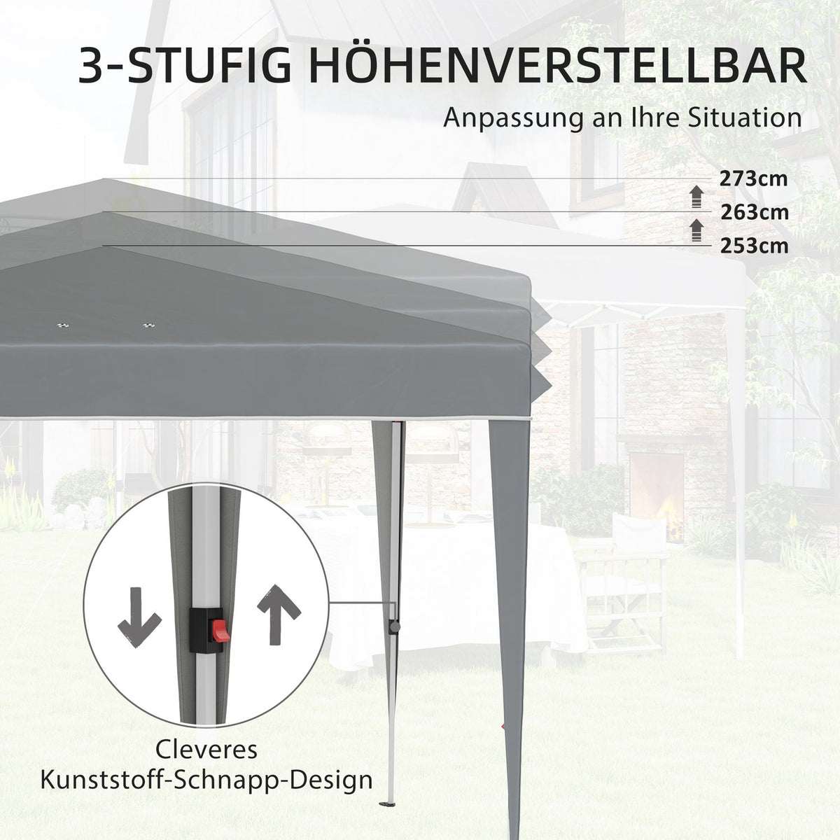 Gazebo 3x3m, water-repellent, stable, winter-proof pop-up folding gazebo, UV protection 50+, foldable party tent, garden tent with bag, garden gazebo for camping, garden, light gray