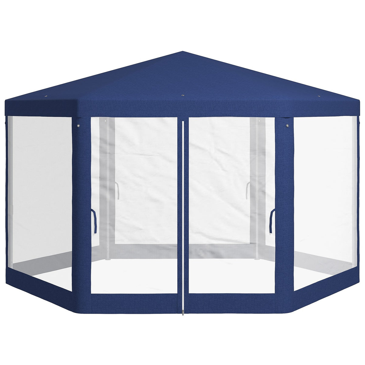 Gazebo 4x3m Hexagonal Water-Repellent Stable Winterproof Pavilion with Mosquito Net Party Tent Garden Tent with 6 Side Panels Garden Pavilion for Camping Garden Blue