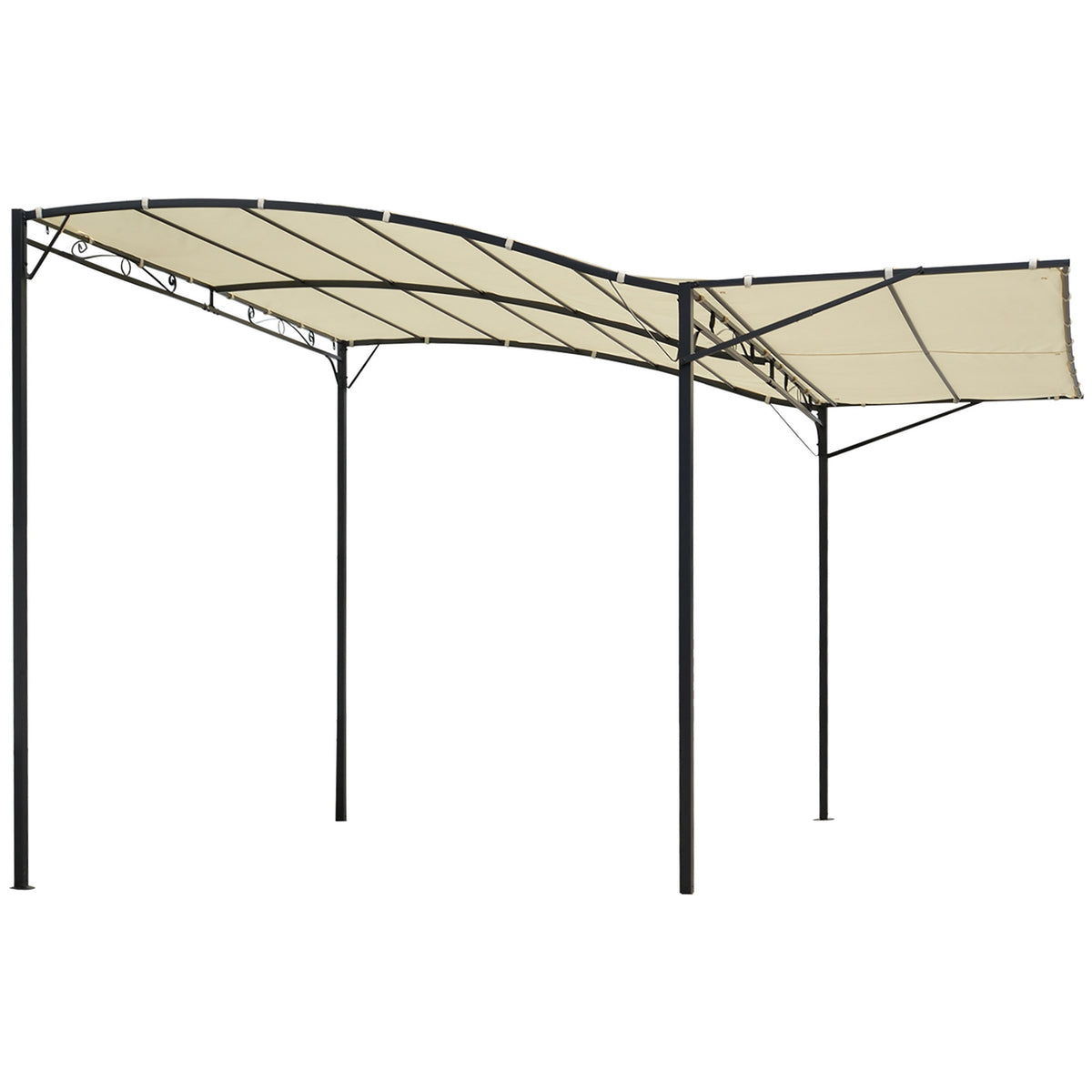 Gazebo Garden Gazebo Awning Sun Awning With Folding Side Canopy Uv Protection Steel + Polyester Cream White + Black 3 X 2.5 M