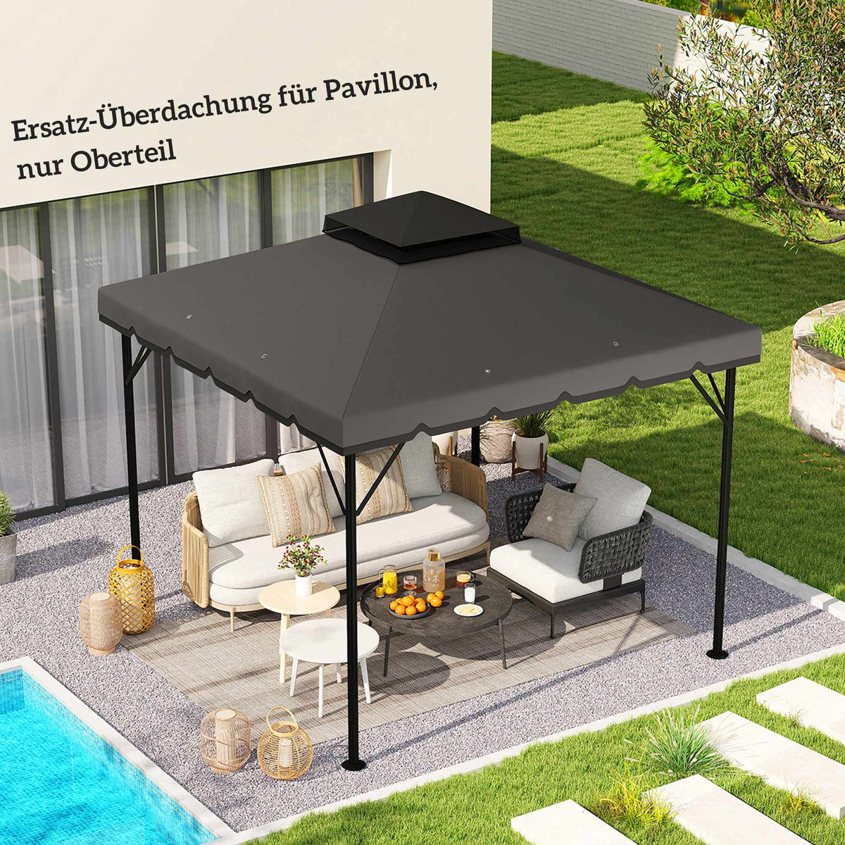 Gazebo Replacement Canopy, 3x3m, Dual-Tier, UPF 30+