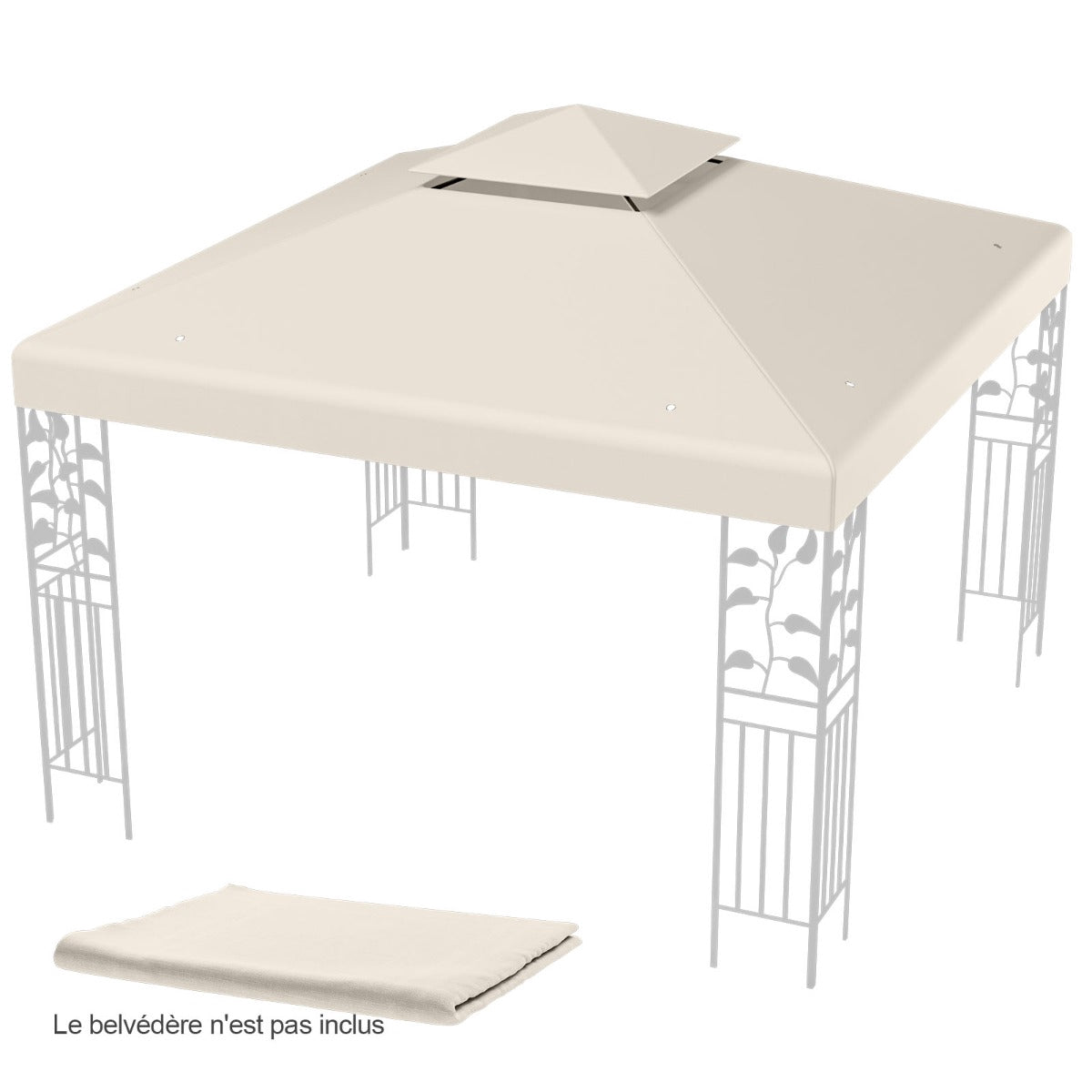 Gazebo Replacement Canopy 3x3m, Two-Tier, Beige