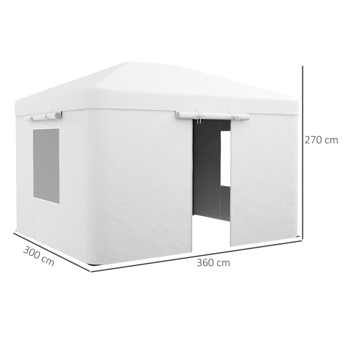 Gazebo Replacement Roof Set Waterproof Roof With 2 Side Walls For Garden Gazebo, White