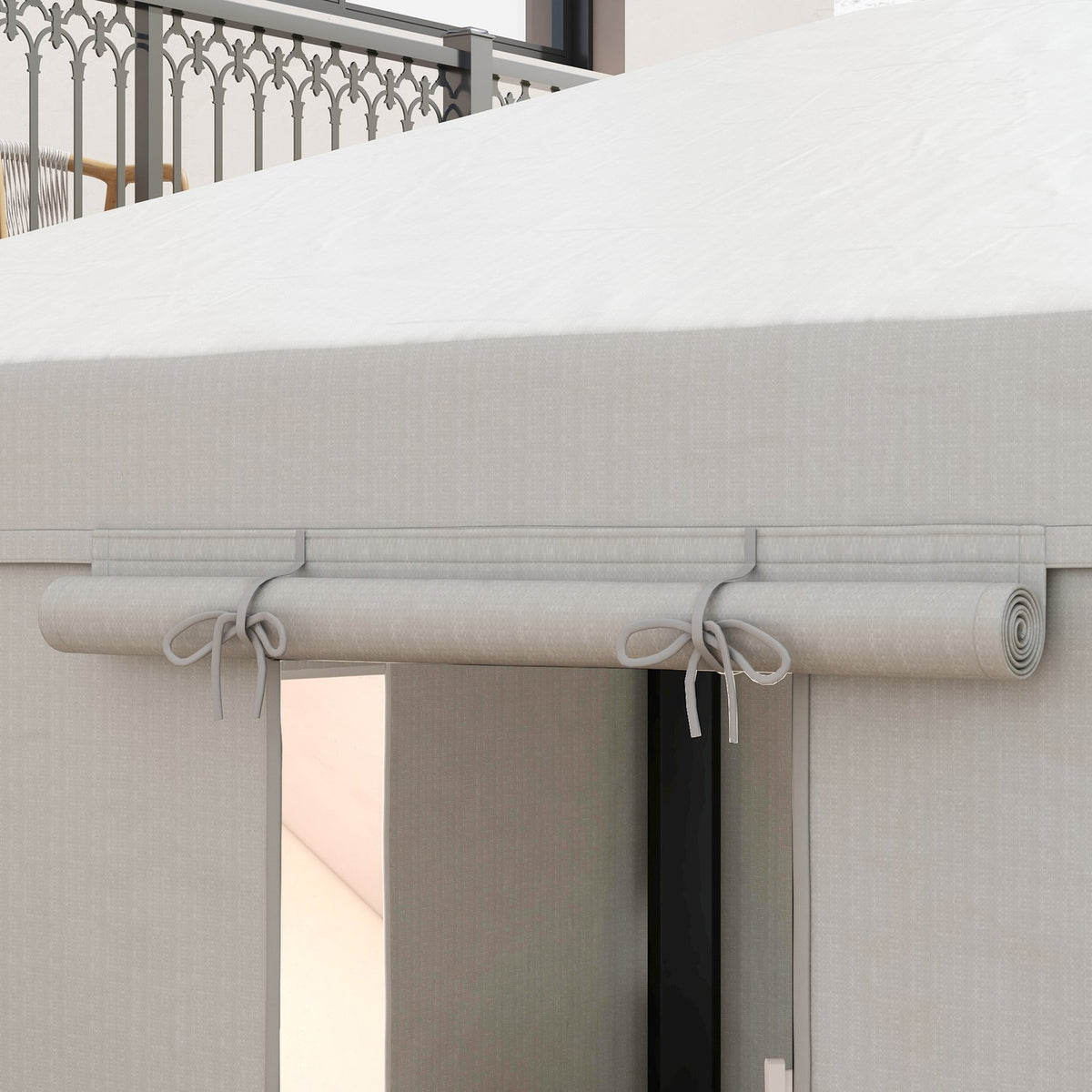Gazebo Replacement Roof Set Waterproof Roof With 2 Side Walls For Garden Gazebo, White