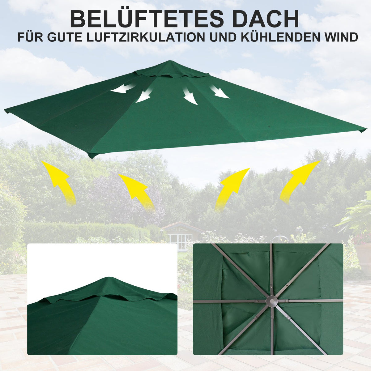 Gazebo Roof Replacement Roof For Gazebo Gazebo Cover Sun Shade Polyester Green 2.98 X 2.95 M