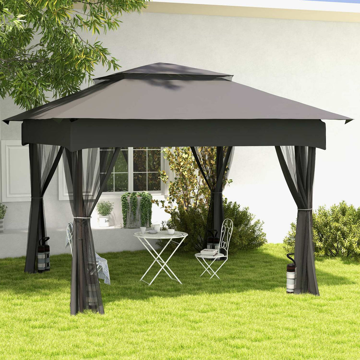 Gazebo Sandbags Set Of 4 Robust Weights For Pop Up Gazebo, Oxford Fabric, Gray + Black, With Handle