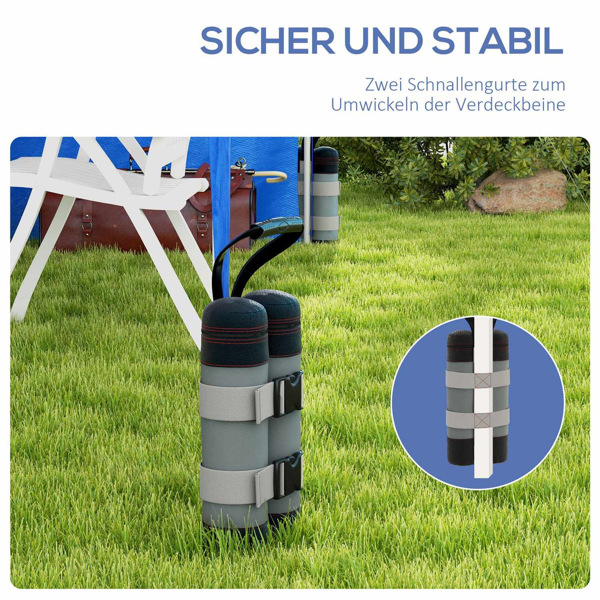 Gazebo Sandbags Set Of 4 Robust Weights For Pop Up Gazebo, Oxford Fabric, Gray + Black, With Handle