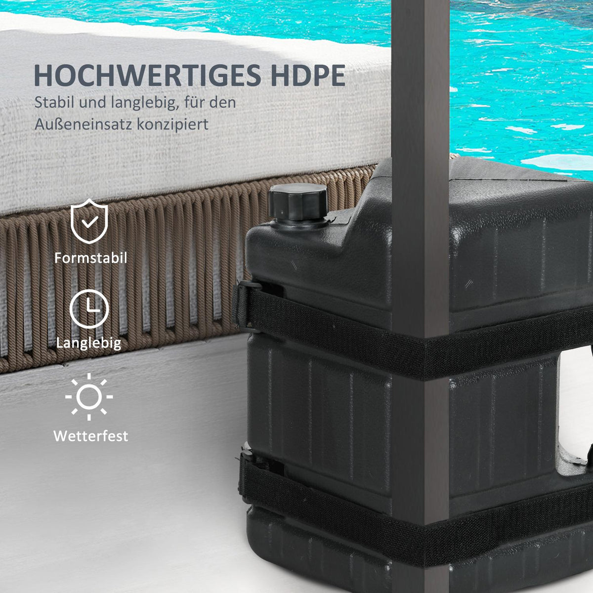 Gazebo Weights Set Of 4 Feet Water/Sand Fillable Hdpe Black