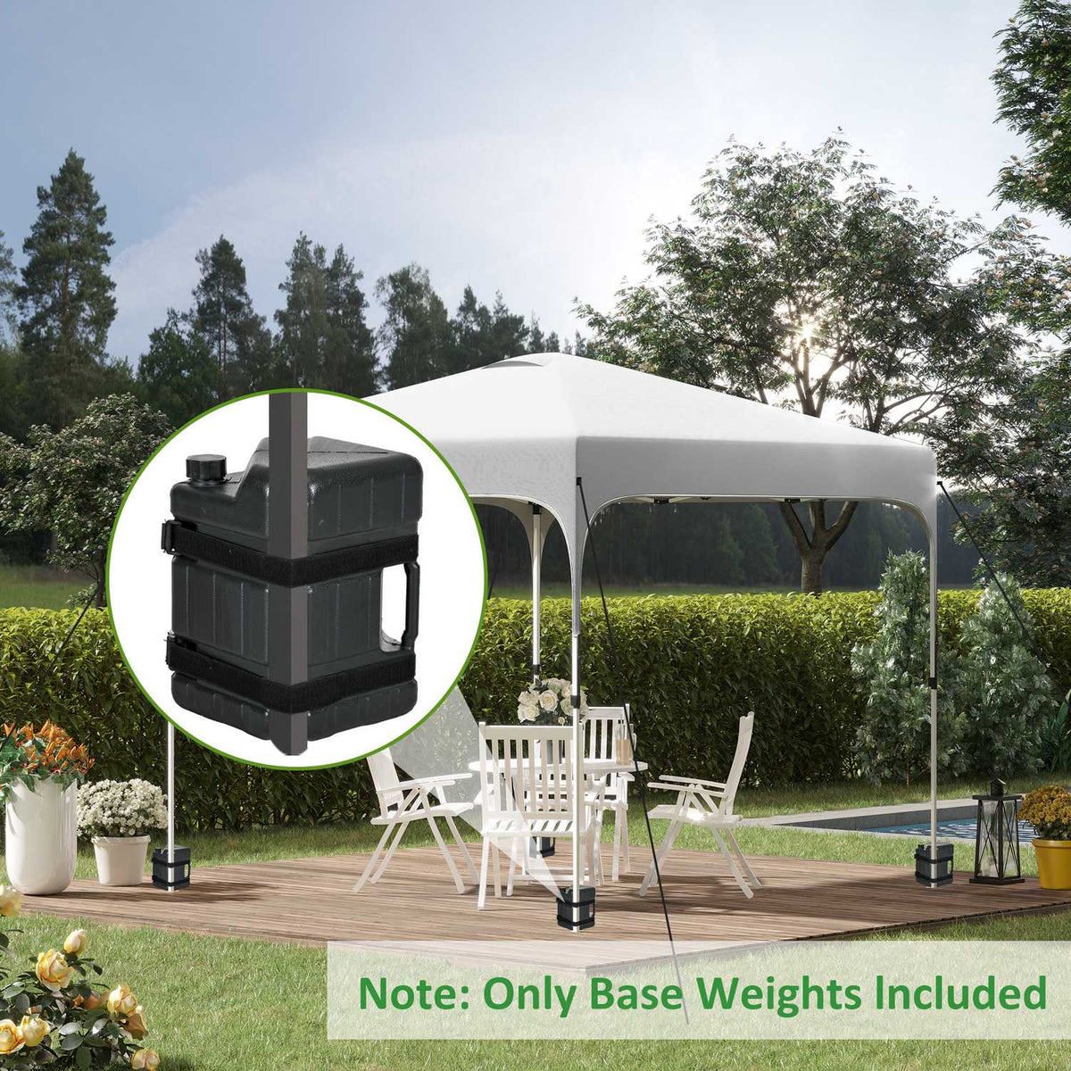 Gazebo Weights Set Of 4 Feet Water/Sand Fillable Hdpe Black