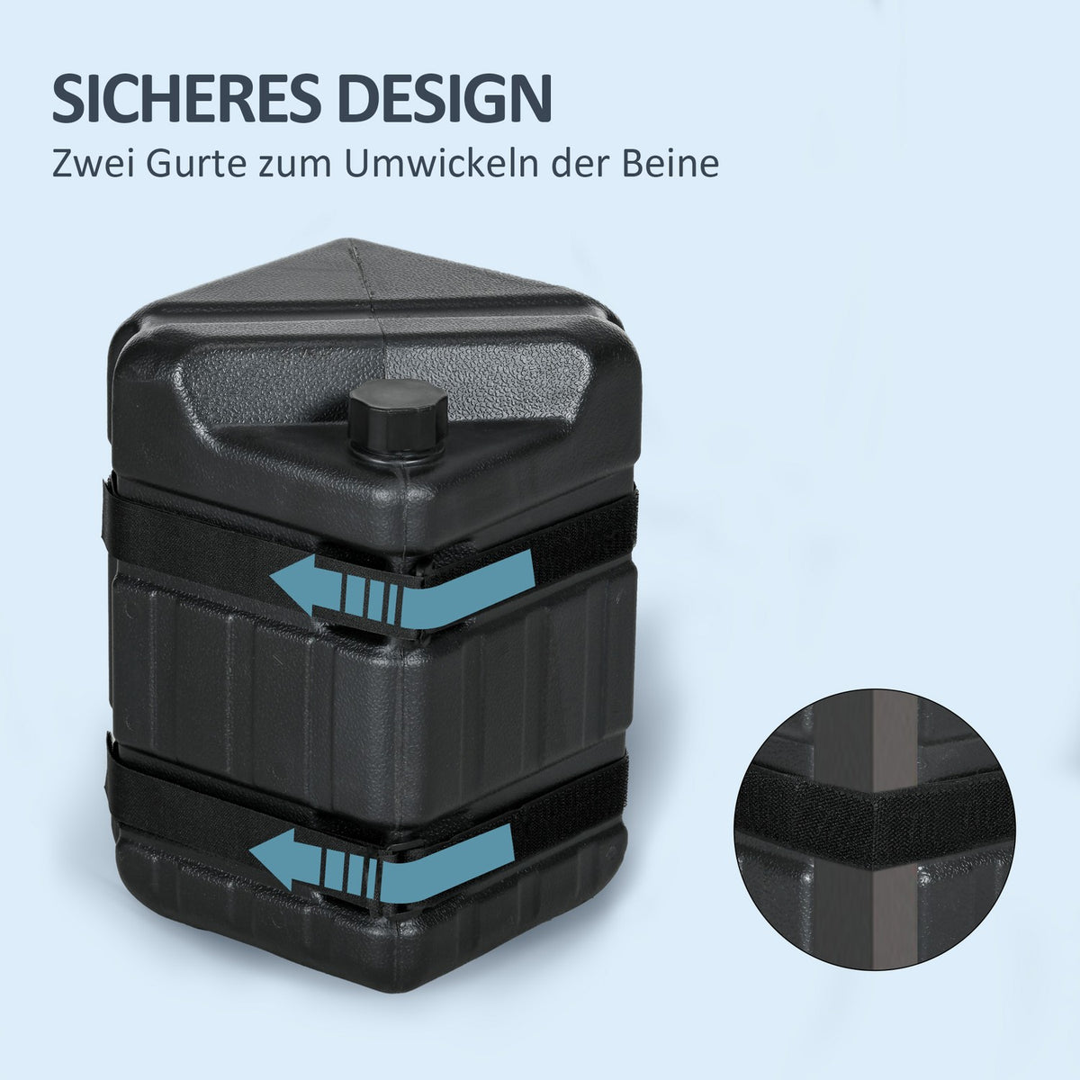 Gazebo Weights Set Of 4 Feet Water/Sand Fillable Hdpe Black
