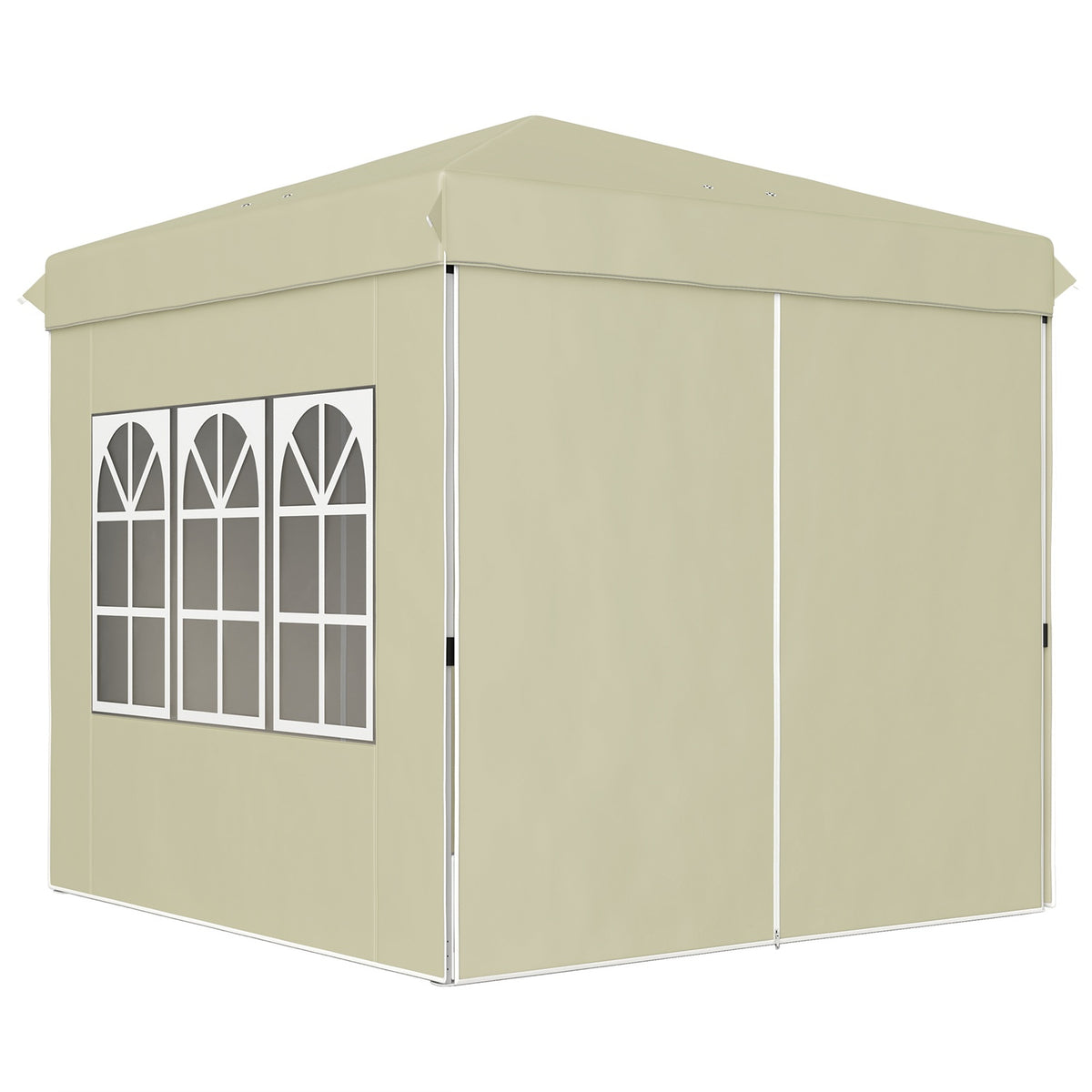 Gazebo approx. 2.5 x 2.5 m, water-repellent, stable, winter-proof pop-up folding gazebo, UV protection 50+, foldable party tent, garden tent with 4 side panels, pocket garden gazebo for camping, garden, cream white