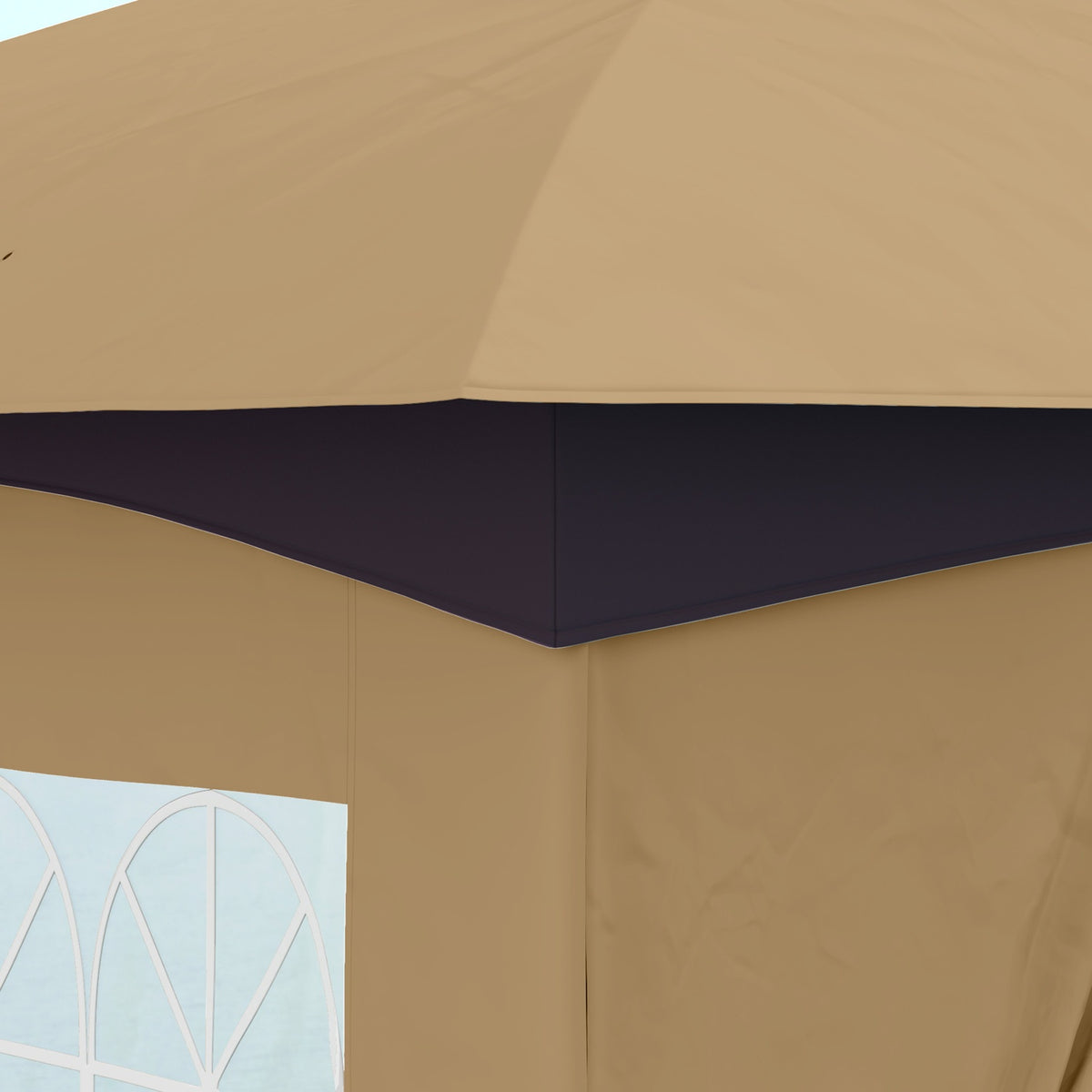 Gazebo approx. 3.4x3.4 m water-repellent garden pavilion with 4 side panels, double roof, party tent with UV protection garden tent with galvanized metal frame, for garden beige