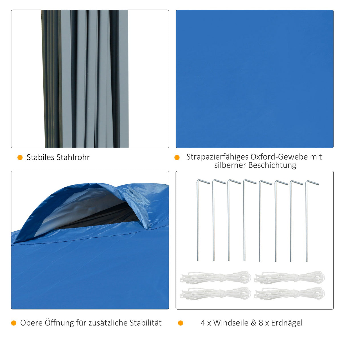 Gazebo approx. 3x3m, waterproof, stable, winterproof, pop-up folding gazebo, UV protection, foldable party tent, garden tent with bag, garden pavilion for camping, garden, blue