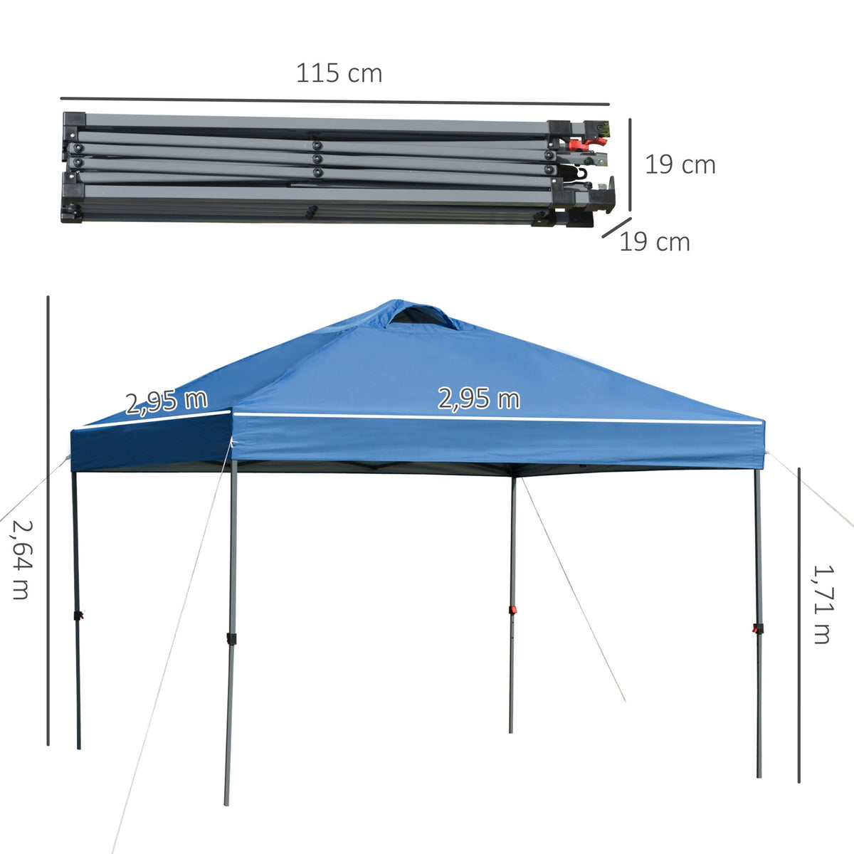 Gazebo approx. 3x3m, waterproof, stable, winterproof, pop-up folding gazebo, UV protection, foldable party tent, garden tent with bag, garden pavilion for camping, garden, blue